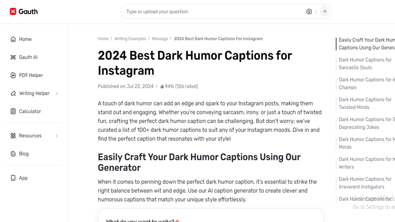 How Gauth Elevates Your Dark Humour Instagram Captions