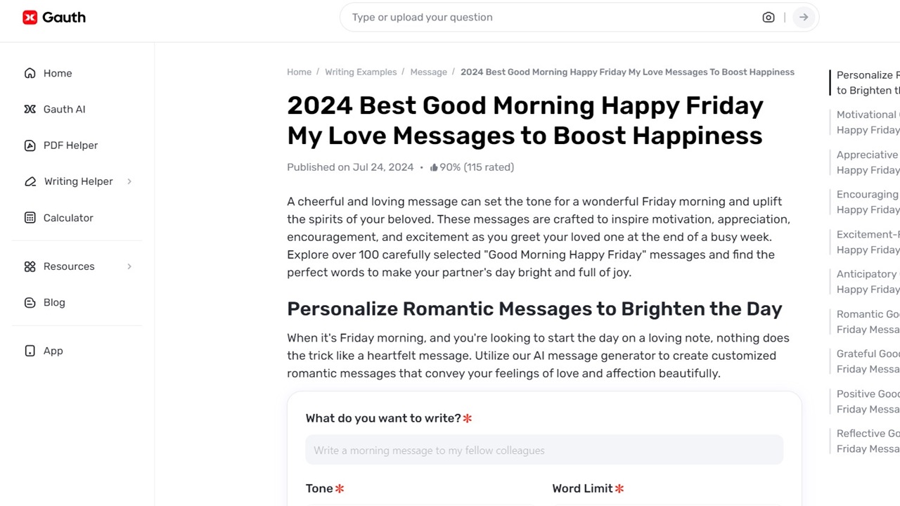 Transform Your Friday Greetings with Gauth's Customizable Love Messages